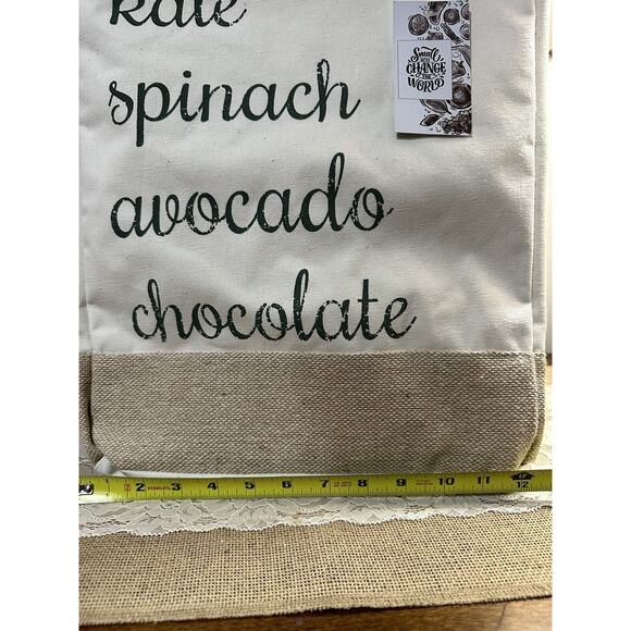 Farmers Market Style Canvas Tote With Pockets 17 in. Tall 12 in. Wide - Picture 6 of 7